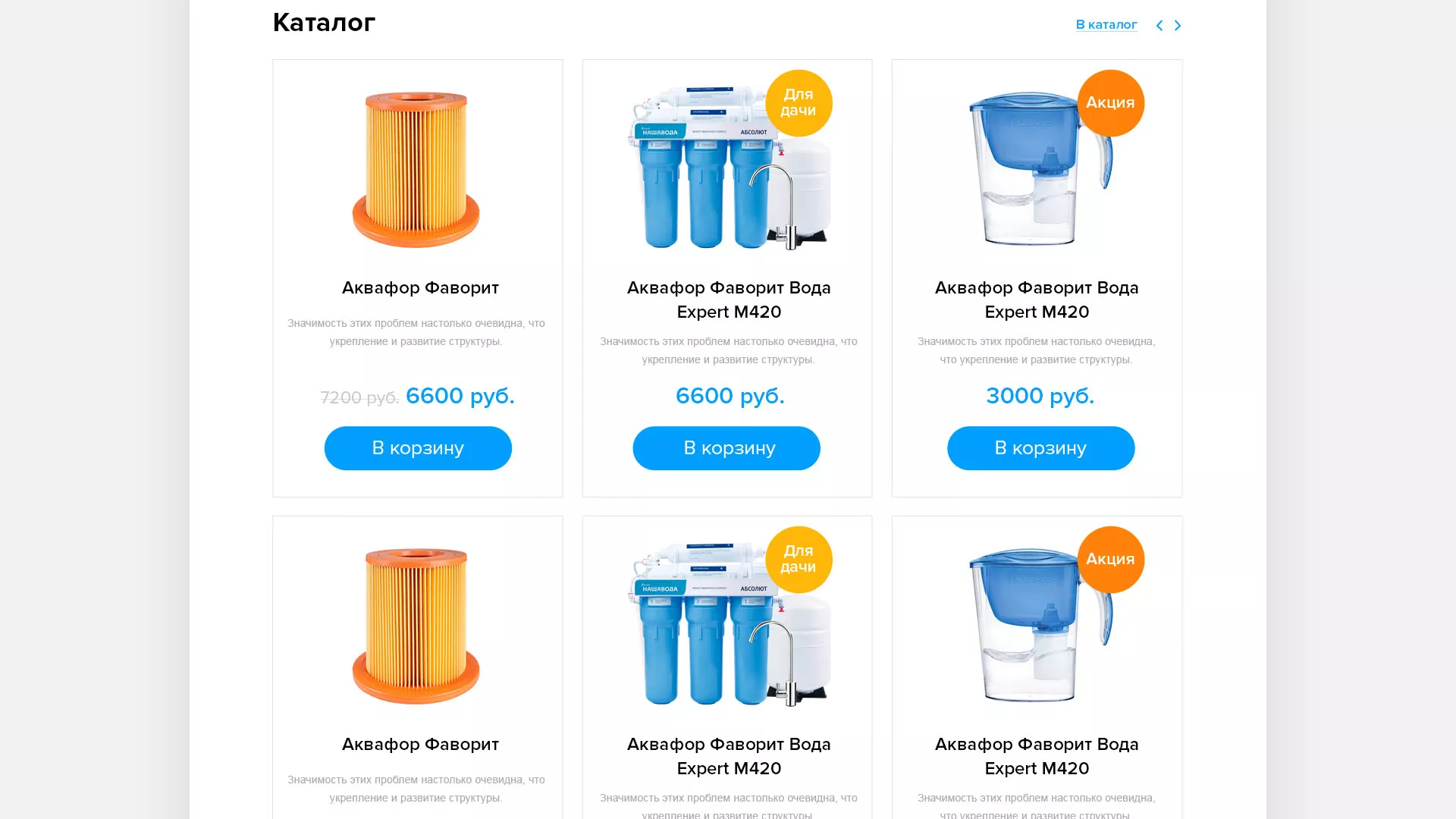 Создание интернет-магазина «Водолей» по продаже фильтров очистных сооружений в Тавде