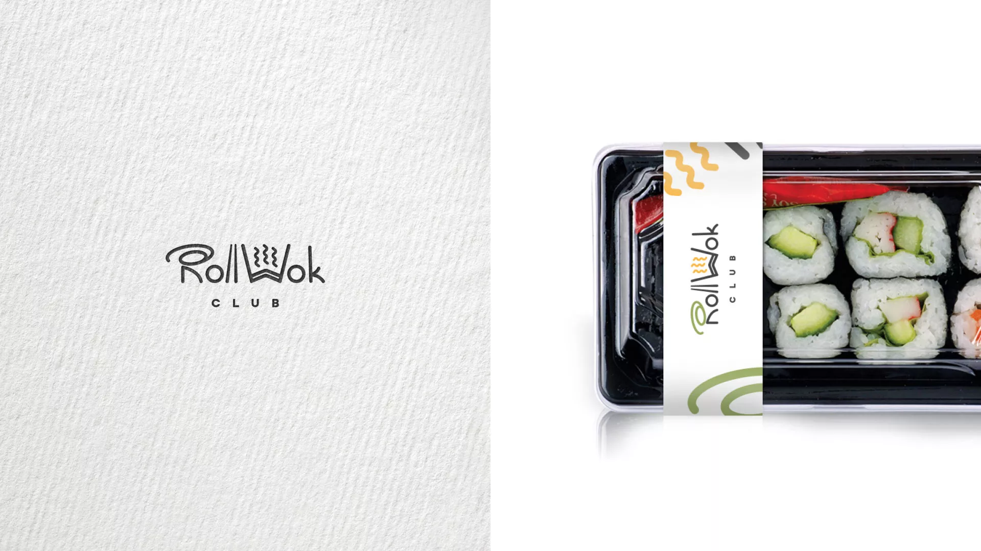 Разработка наклеек для суши-бара «Roll Wok Club» в Тавде