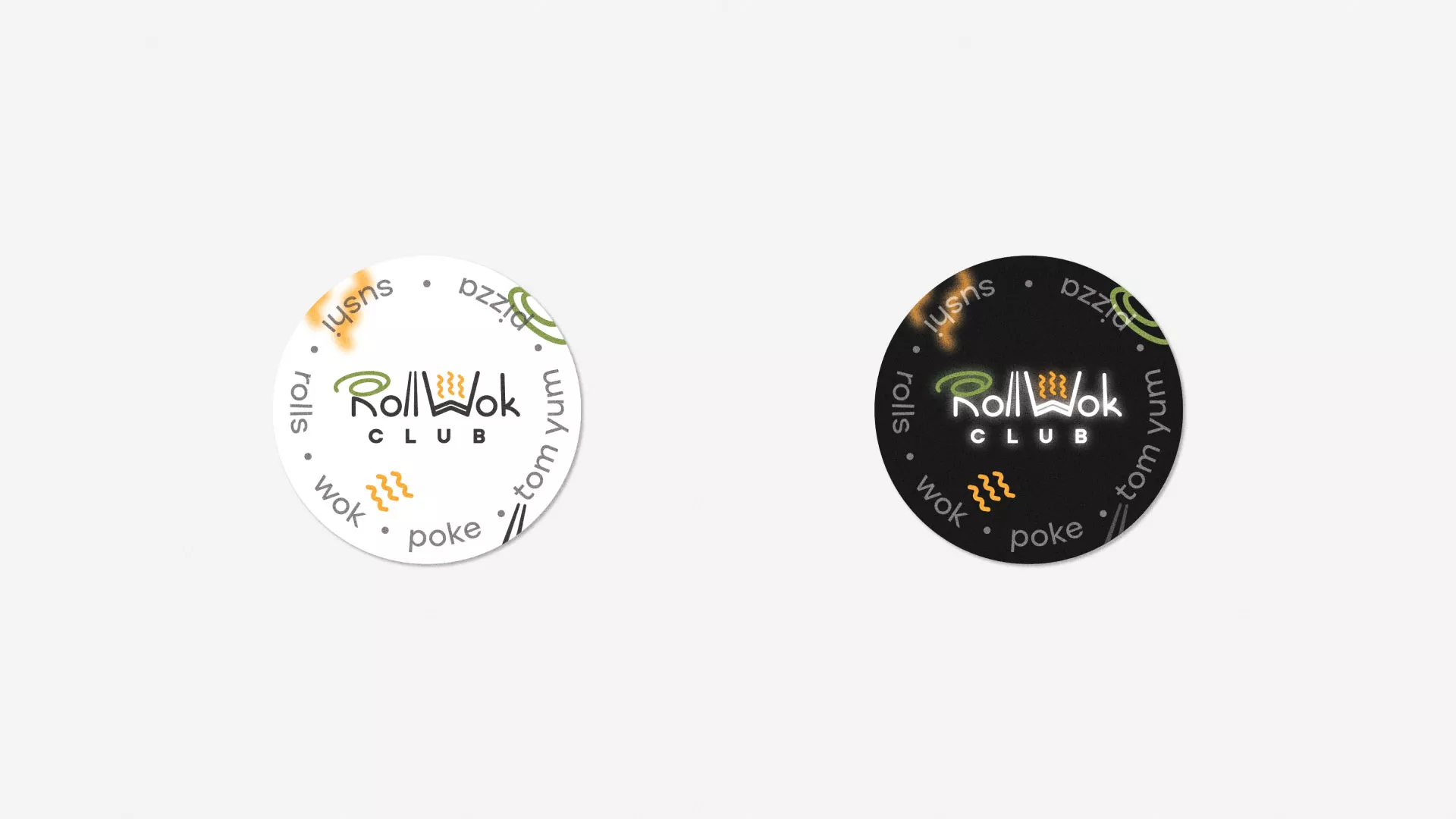 Разработка наклеек для суши-бара «Roll Wok Club» в Тавде